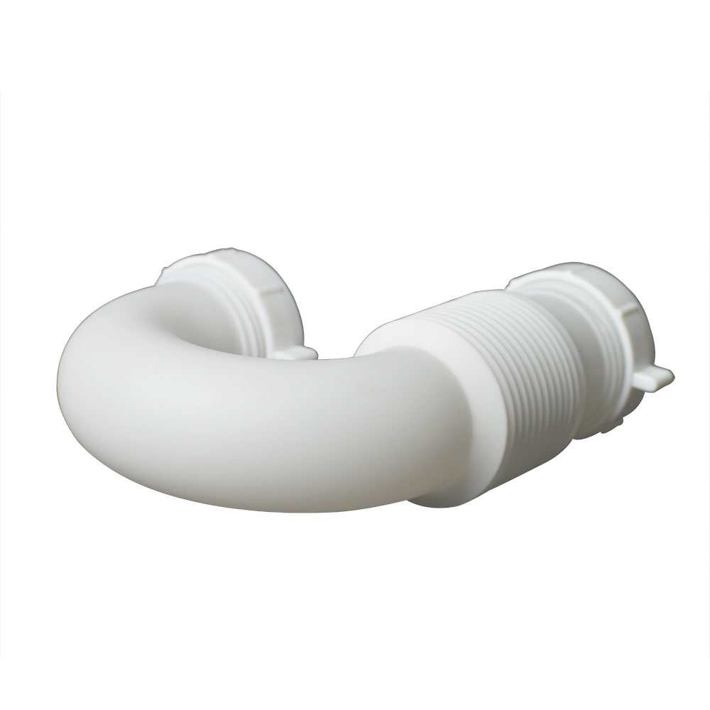 1652-T 1-1/2" Plastic Tubular Flexible Slip Joint J-Bend w/Nut & Washer (Form-Fit Style) - W02