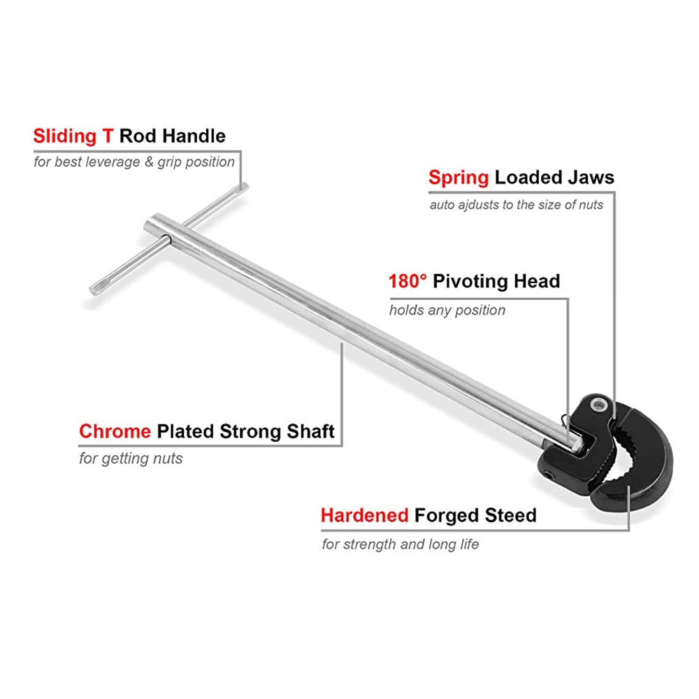 Deluxe Heavy-Duty Adjustable Telescoping Basin Wrench 10" - 17" - W06