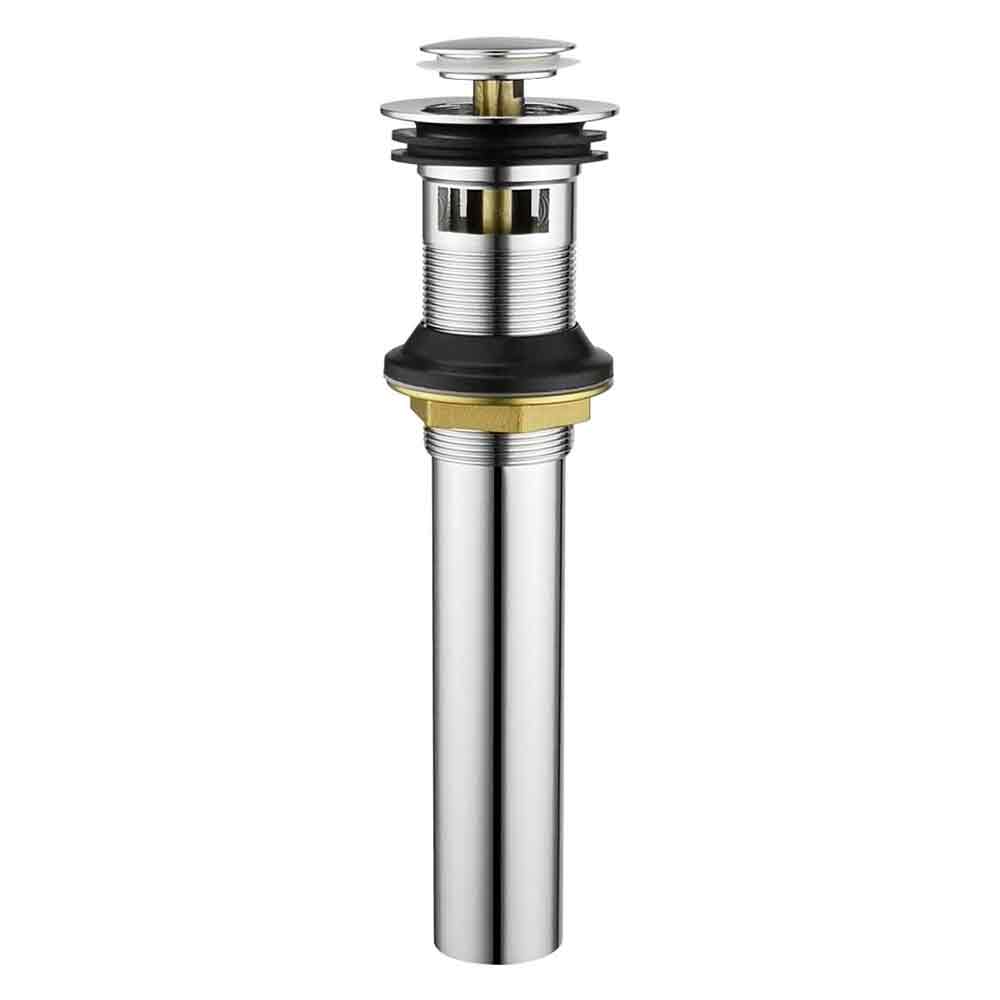 2015-T Lavatory Sink Pop Up Drain Assembly with Overflow - Chrome Plated Brass - W04