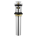 2015-T Lavatory Sink Pop Up Drain Assembly with Overflow - Chrome Plated Brass - W04