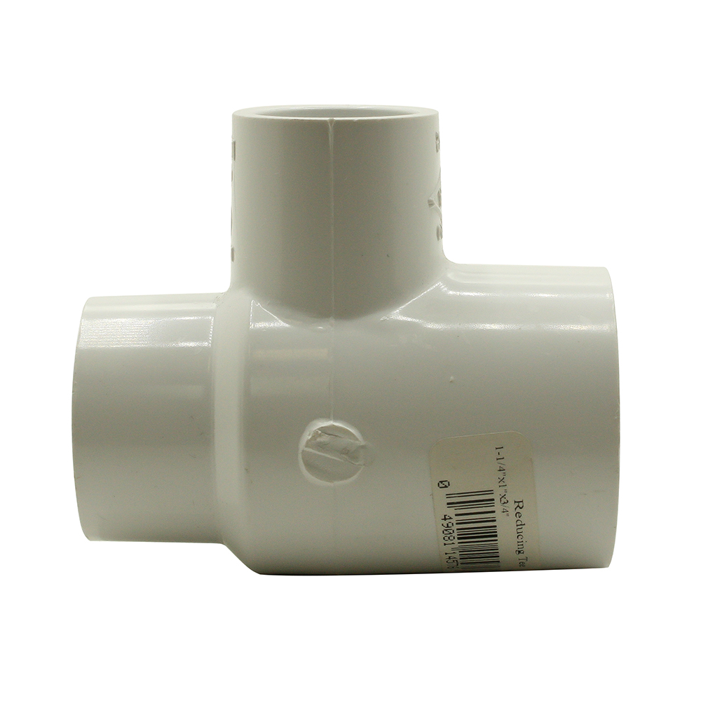 1-1/4" Slip x 1" Slip x 3/4" Slip PVC Tee SCH40 - W03