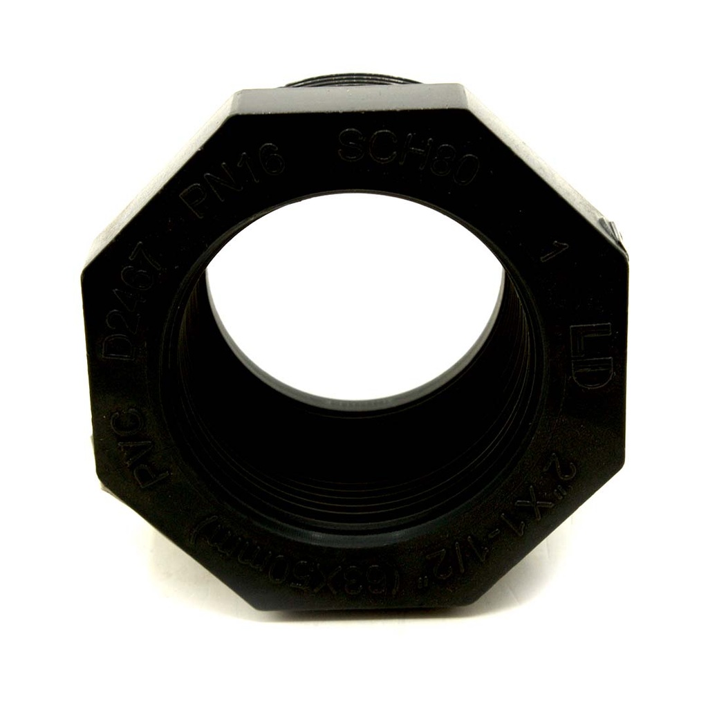 2" x 1-1/2" Threaded x Threaded PVC Bushing SCH80 - W03