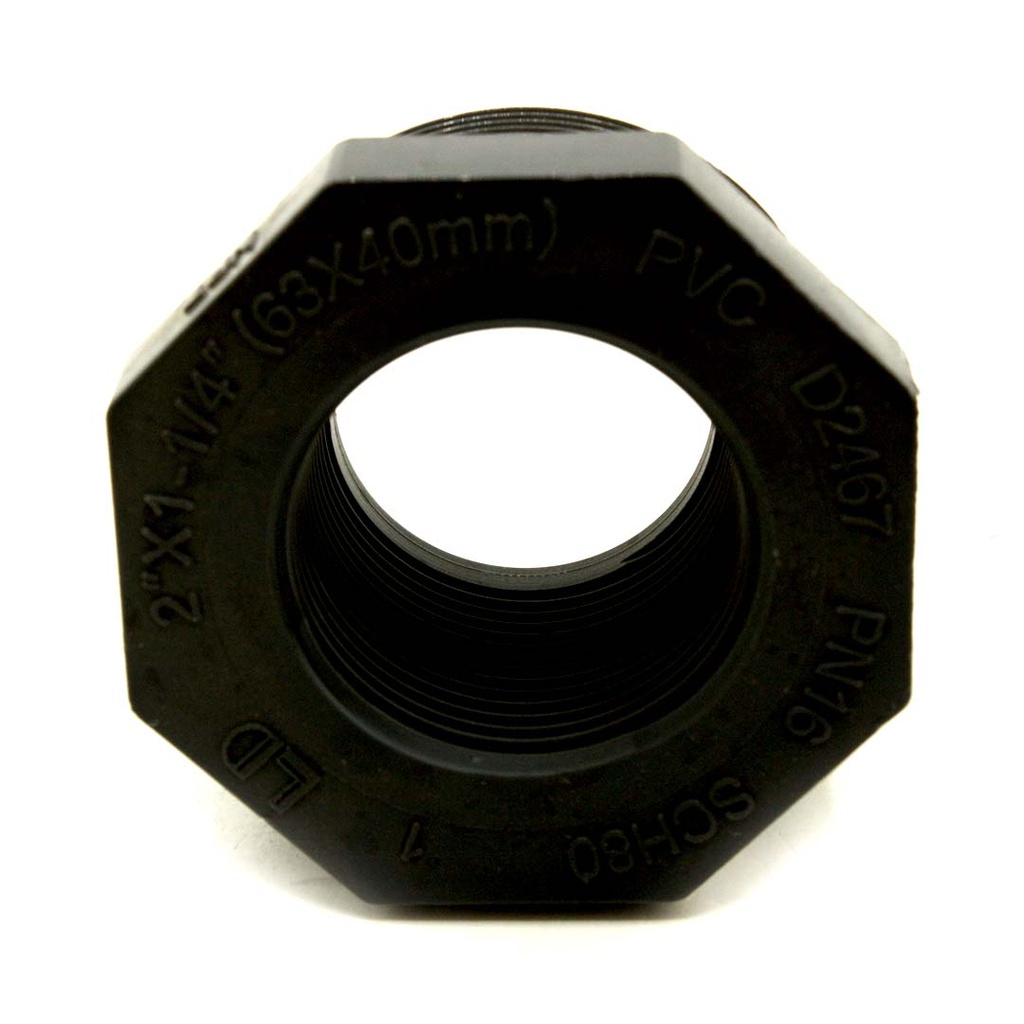 2" x 1-1/4" Threaded x Threaded PVC Bushing SCH80 - W04