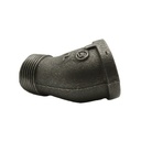 1-1/2" Black 45 Black Steel Street Elbow - W04