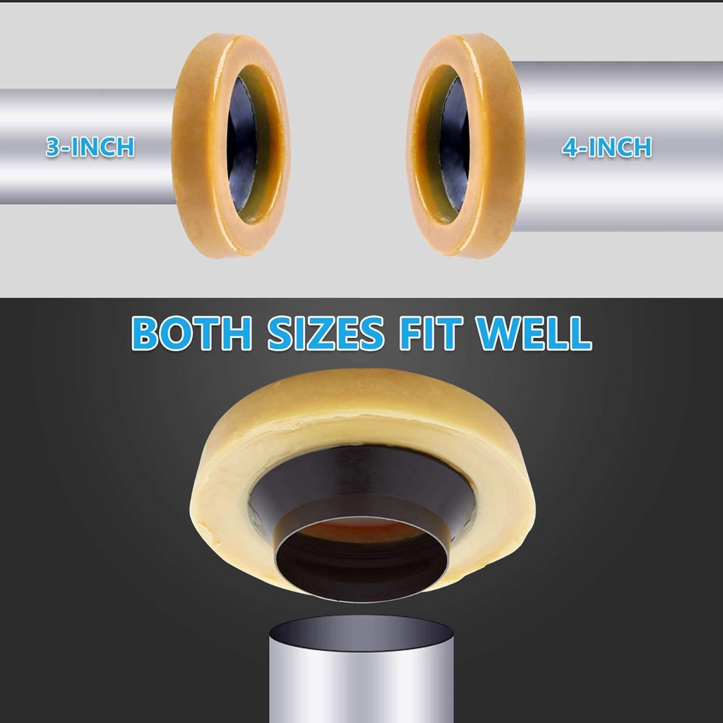 04430 4 Inch X 3 Inch Toilet Bowl Gasket Wax Ring with Plastic Flange & Bolts - W04