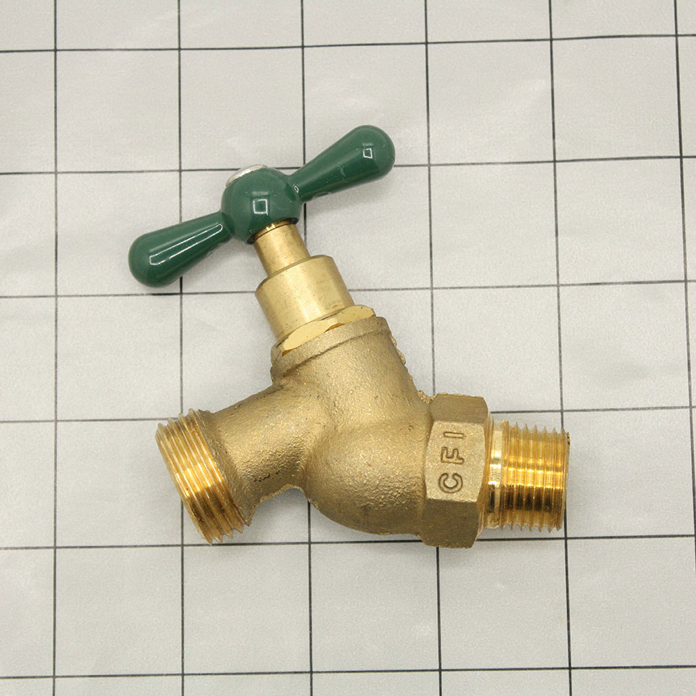 3/4" MIP x 3/4" GHT Brass No-Kink Hose Bibb - W02