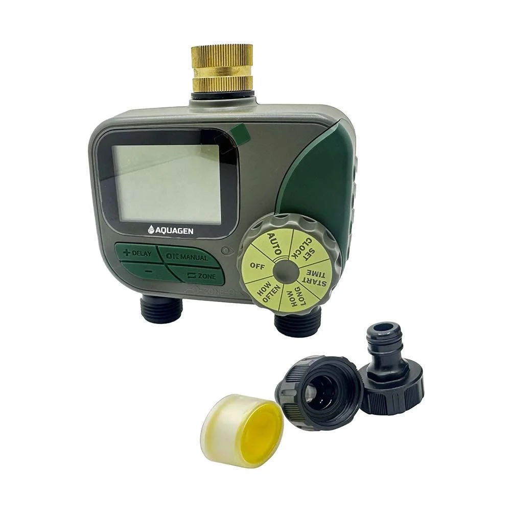 Two-Zone Hose Faucet Digital Water Timer with 360° Brass Swivel Connector 62040