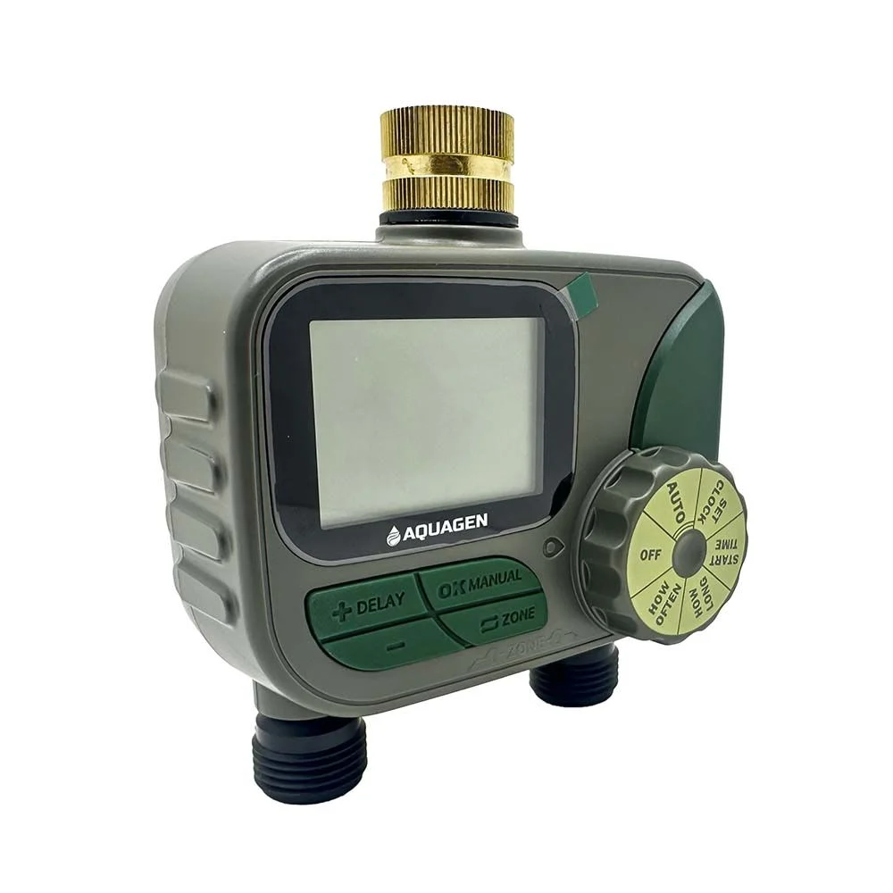 Two-Zone Hose Faucet Digital Water Timer with 360° Brass Swivel Connector 62040