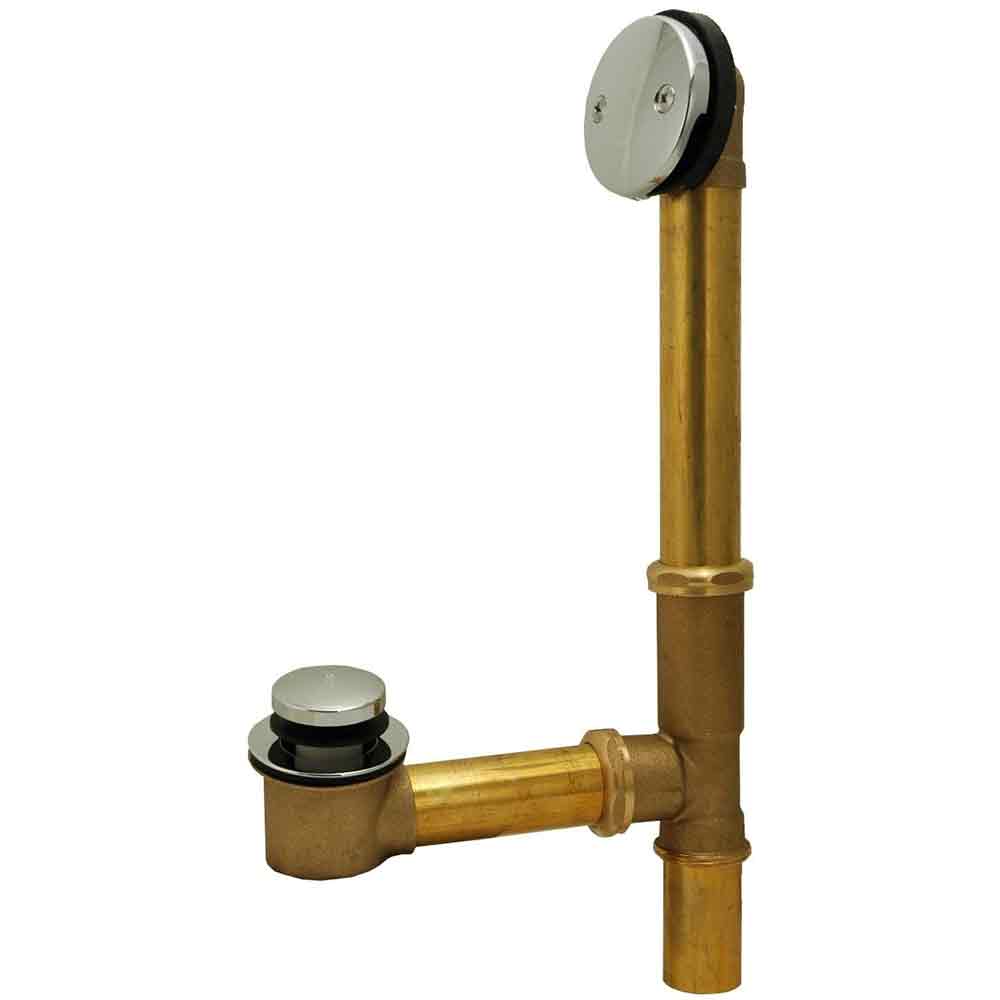 1-1/2" 20 Gauge Brass Bath Waste Overflow  with Tip Toe Drain  (Chrome)  - W03