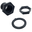 713-T Black Nylon Evaporative Cooler Overflow Drain - 3/4" Male GHT x 1/2" FIP - W02