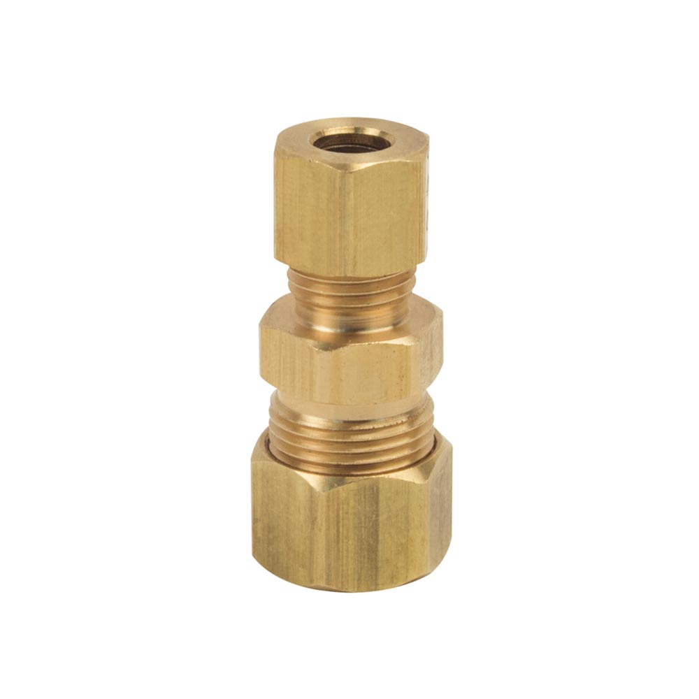 1059-T 62R 3/8" Comp x 1/4" Comp Lead-Free Brass Reducer Coupling - W02