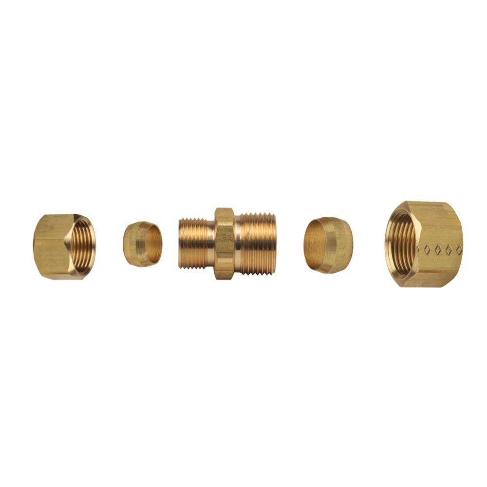1061-T 62R 1/2" Comp  x 3/8"  Comp Lead-Free Brass  Reducer Coupling - W03