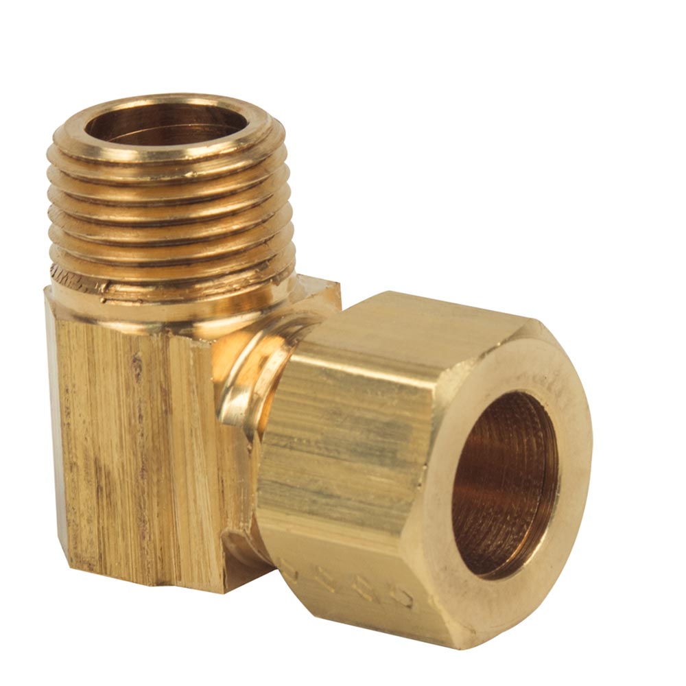 1102-T 69-C 1/2" Comp  x 3/8" MIP Lead-Free Brass  90 Elbow - W02