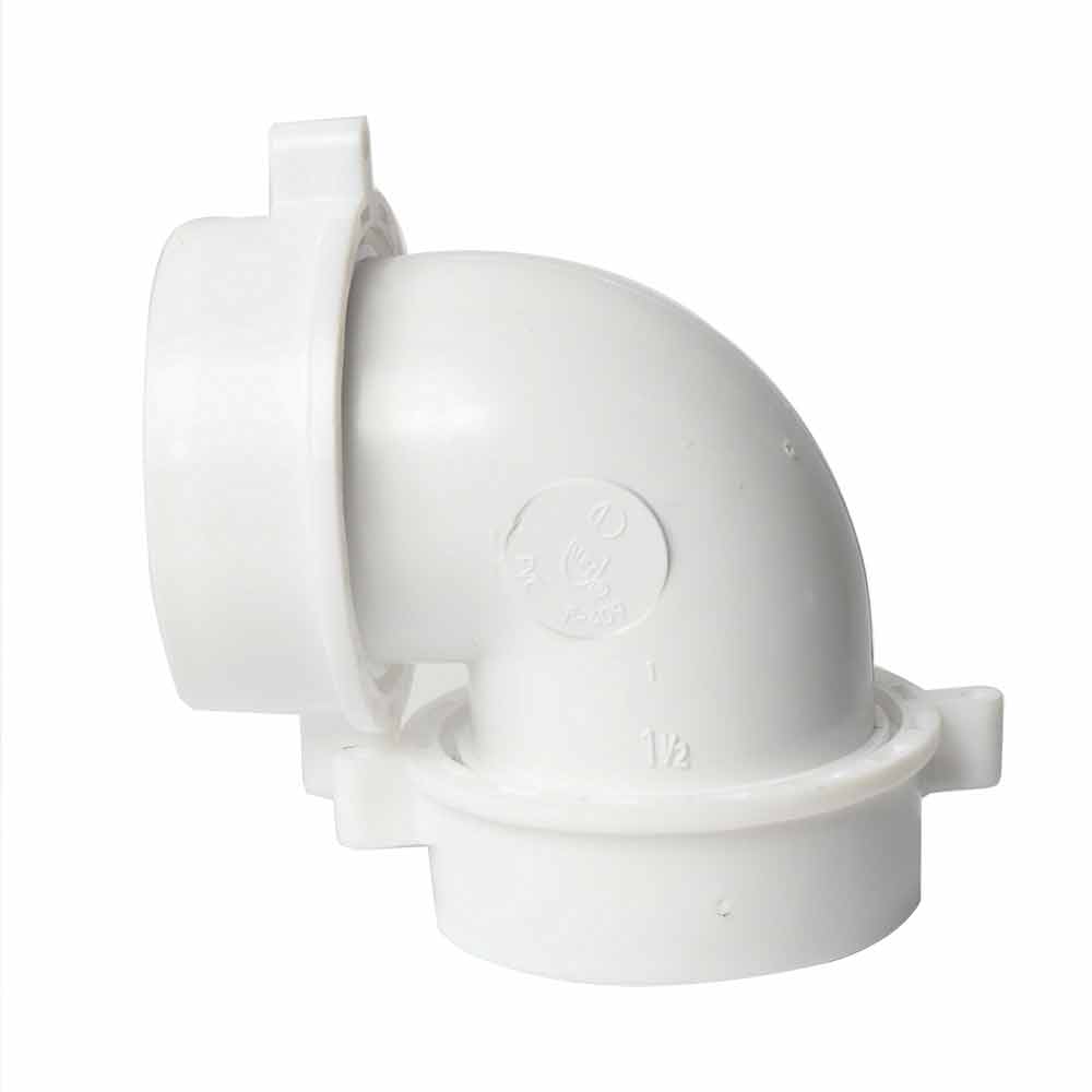 1260-T 1-1/2" PVC Slip Joint 90 ELBOW with (2) 1-1/2" Slip Joint Washers - W02