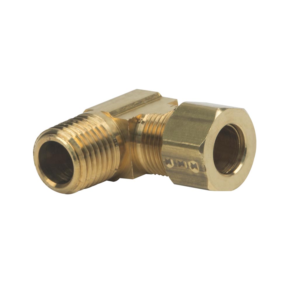 1099-T 69-C 3/8" Comp x 1/4" MIP Lead-Free Brass 90 Elbow
