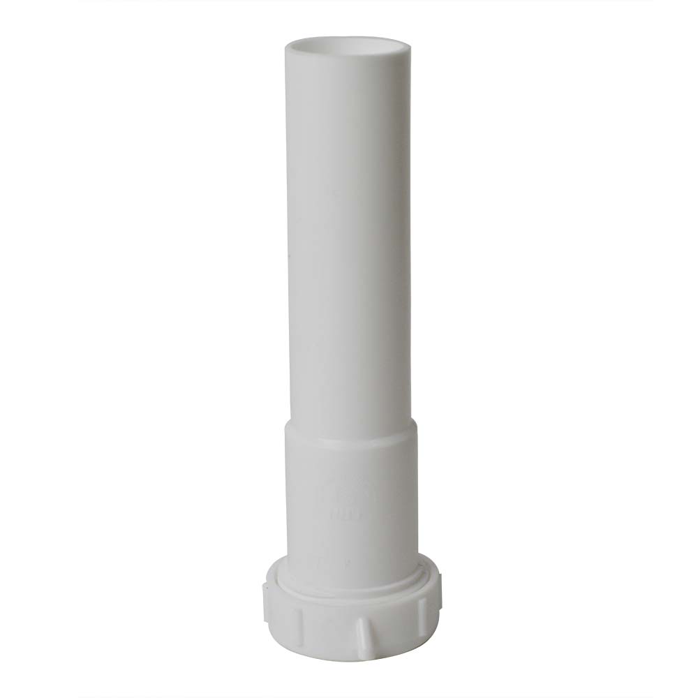 1631-T 1-1/4" X 8" PVC Slip Joint Extension Tube with 1-1/4" Slip Joint Washer - Plastic Bag with Header Card