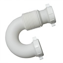 1652-T 1-1/2" Plastic Tubular Flexible Slip Joint J-Bend w/Nut & Washer (Form-Fit Style)
