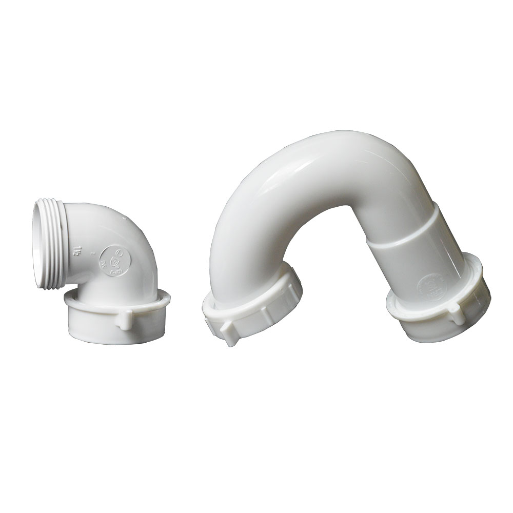 1670-T 1-1/2" PVC L.A. SINK TRAP "J" Bend with Inverted Nut & Slip Joint Elbow