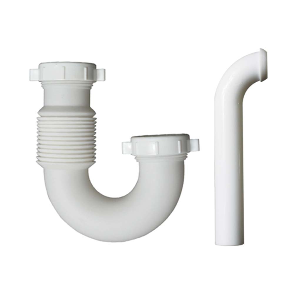1676-T 1-1/2" PVC Flexible P-TRAP with (2) 1-1/2" Slip Joint Nut & (2) 1-1/2" Slip Joint Washers (2) 1-1/2" x 1-1/4" Reducer Washers