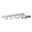 1678-T 1-1/2" x 16" PVC End Outlet Tray Waste with End Outlet Baffle Tee - (5) Slip Joint Nut (2) Direct Connect Gasket (3) Slip Joint Washers