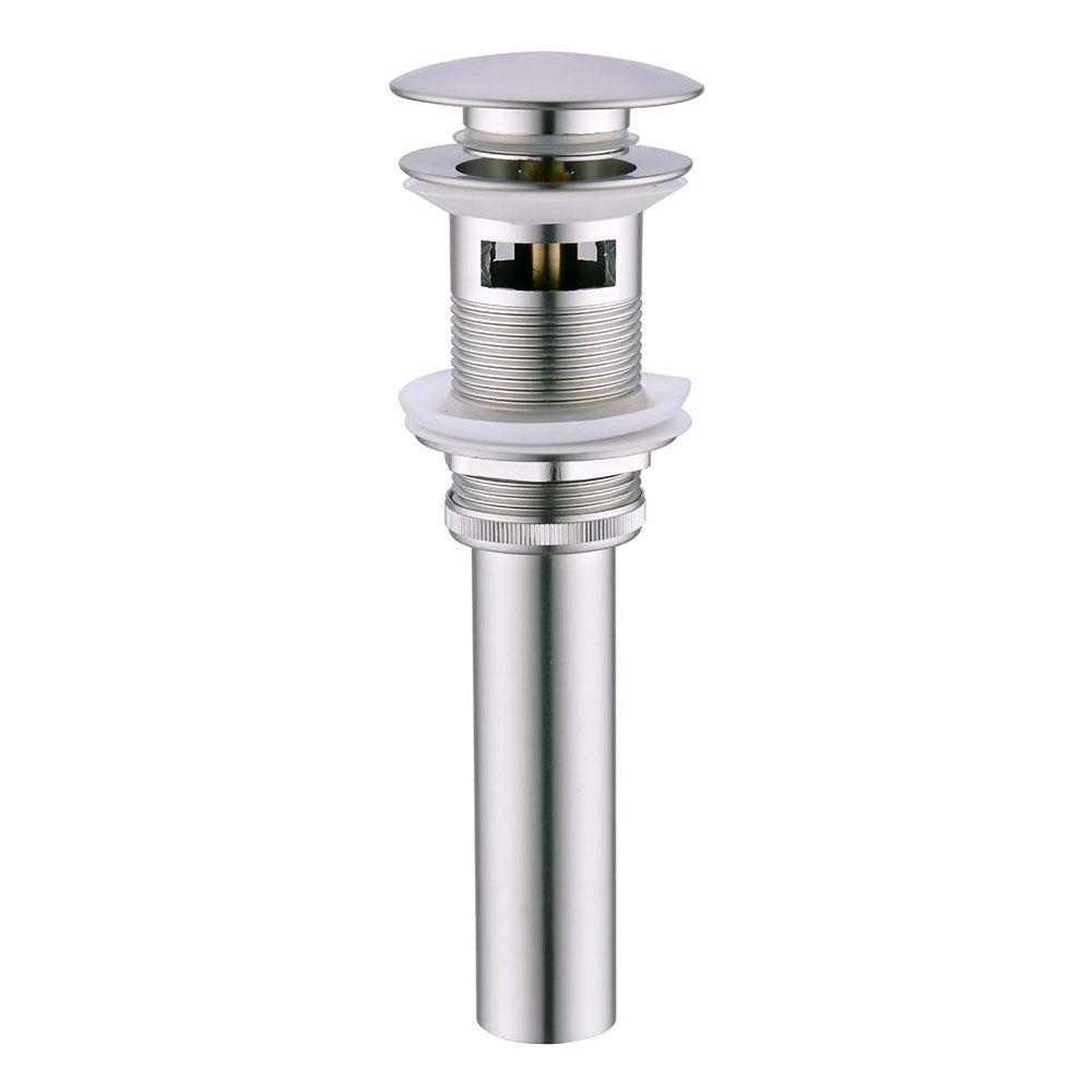 5713-T Lavatory Sink Push Pop-Up Drain with Overflow - 1-1/4" x 6" Tailpiece - Satin Nickel