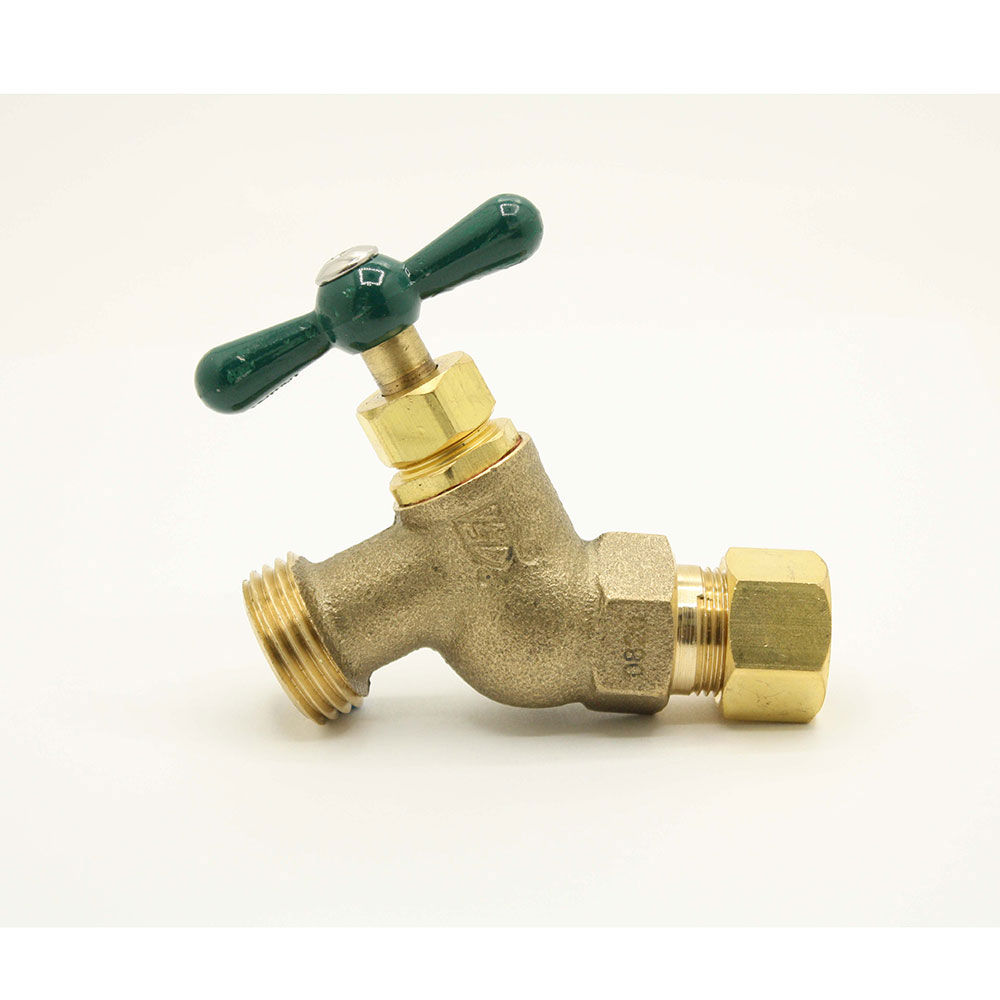 5/8" Comp. x 3/4" GHT Brass No-Kink Hose Bibb - ARROWHEAD