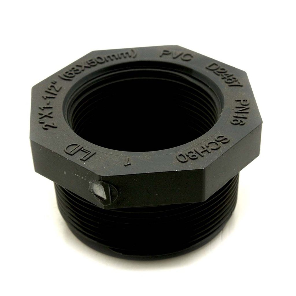 2" x 1-1/2" Threaded x Threaded PVC Bushing SCH80