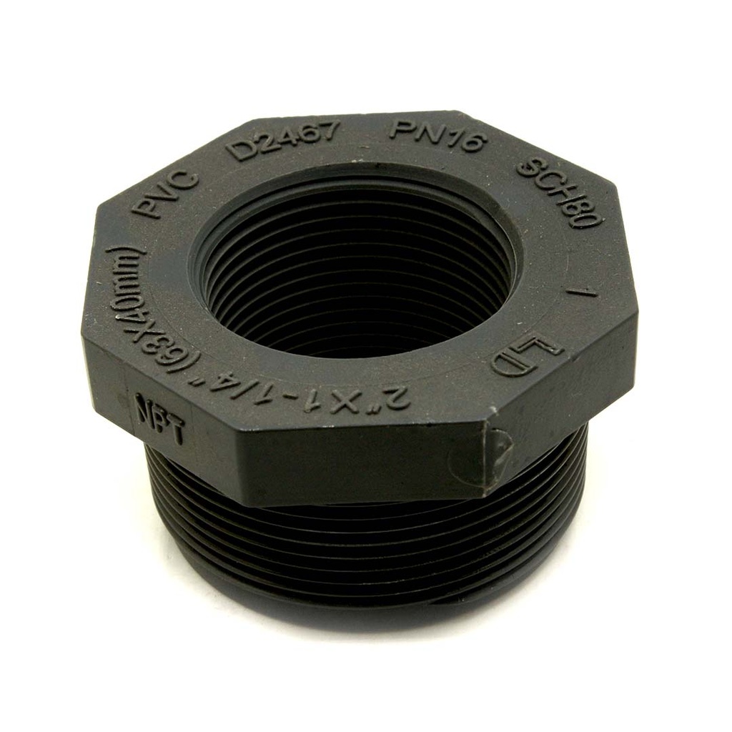 2" x 1-1/4" Threaded x Threaded PVC Bushing SCH80