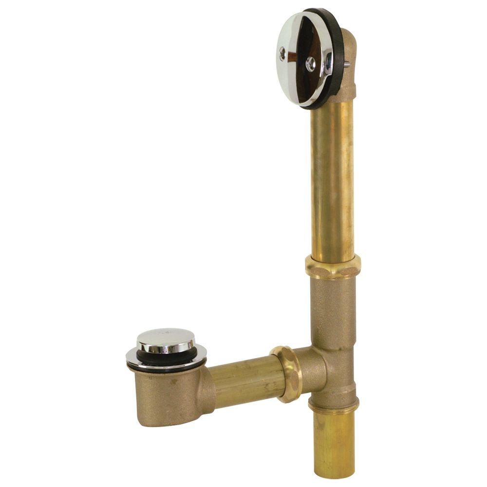 1-1/2" 20 Gauge Brass Bath Waste Overflow  with Tip Toe Drain  (Chrome) 