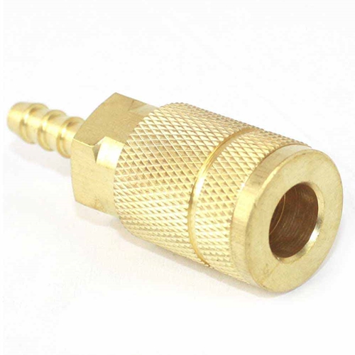 1/4" x 1/4" Auto Brass Coupler w/BARB - 50 Pack Bulk - W03