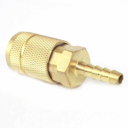 1/4" x 1/4" Auto Brass Coupler w/BARB - 100 Pack Bulk - W02