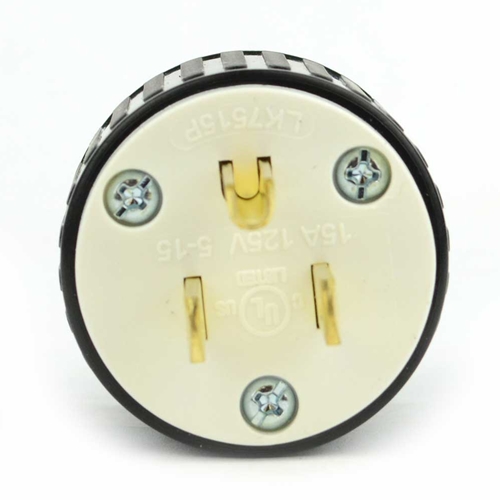 15A-125V 3-Blade NEMA 5-15P Straight Electrical Plug - W02