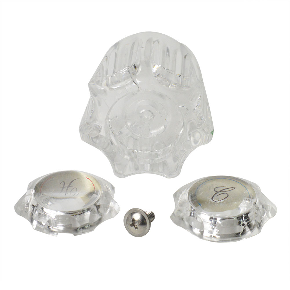 1529-T Delta Tub and Shower Faucet Delex Handle - Clear Acrylic with Hot / Cold Buttons - 19660
 - W02