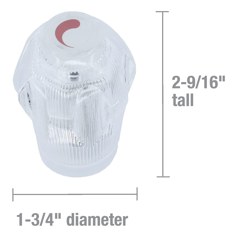 1584-T Fit-All Universal Clear Acrylic Lavatory Faucet Handle Hot / Cold - 80010 - W05