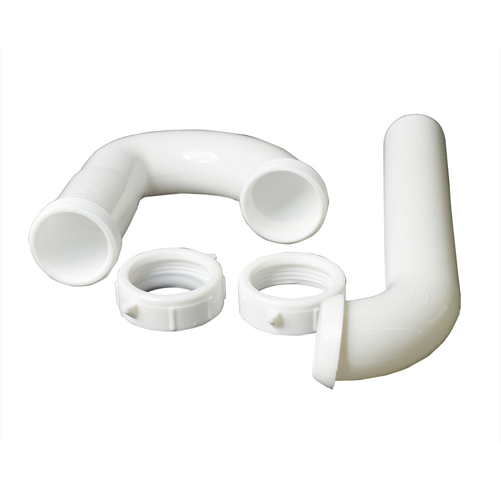 1675-T 1-1/2" PVC P-TRAP with Male Trap Adapter with (2) 1-1/2" Slip Joint Washers (2) 1-1/2" x 1-1/4" Reducer Washers - Plastic Bag with Header Card - W02