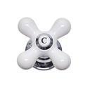 Porcelain Cross-Arm Faucet Handle, Price Pfister, Base and Cold Button - W03