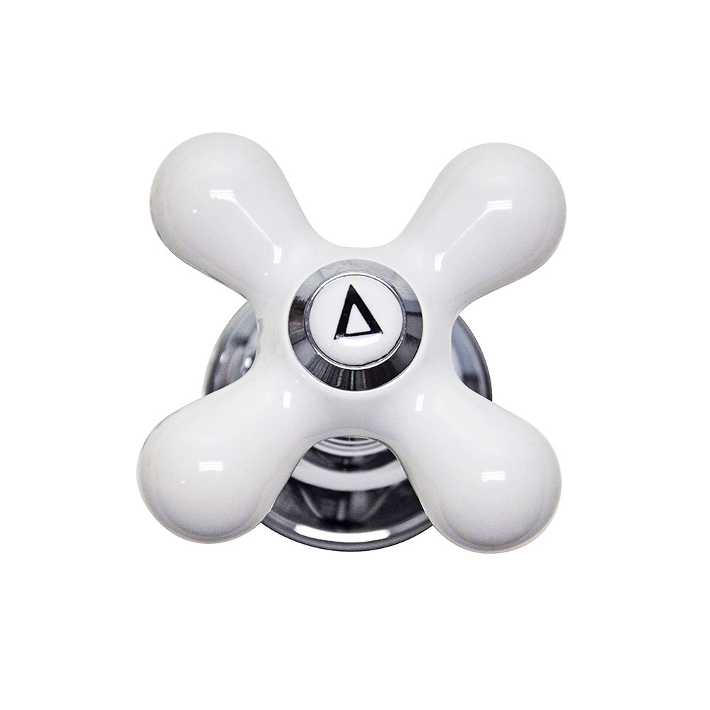 Porcelain Cross-Arm Faucet Handle, Price Pfister, Base and Diverter Button - W03