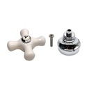 Porcelain Cross-Arm Faucet Handle, Price Pfister, Base and Diverter Button - W04