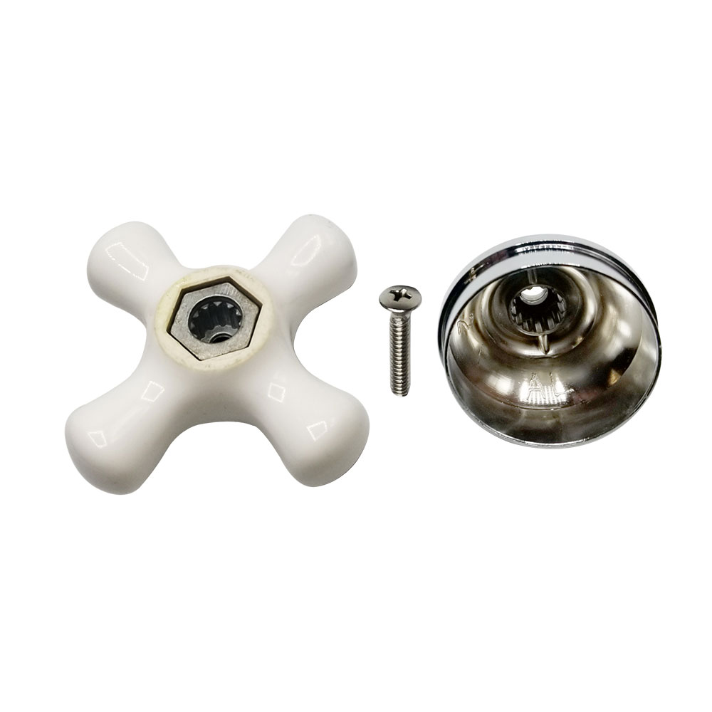 Porcelain Cross-Arm Faucet Handle, Price Pfister, Base and Diverter Button - W05