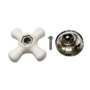 Porcelain Cross-Arm Faucet Handle, Price Pfister, Base and Diverter Button - W05