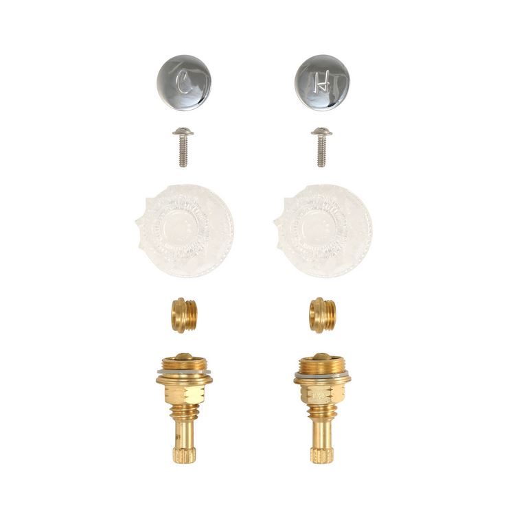 Lavatory/Kitchen 2-Handle Rebuild Kit for Price Pfister Windsor Faucets, Acrylic Handles (HOT/COLD) with Brass Stems & Seats - W04