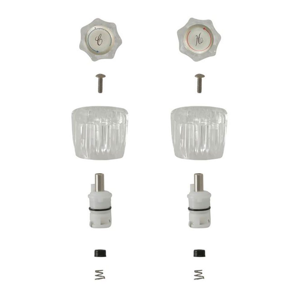 Lavatory/Kitchen 2-Handle Rebuild Kit for DELTA Faucets, Acrylic Handles (HOT/COLD) with Plastic Stems, Seats & Springs - W02