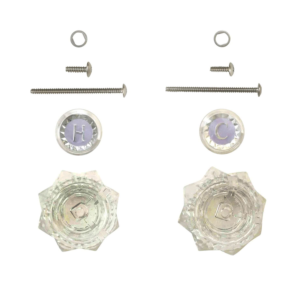 Lavatory/Kitchen 2-Handle Rebuild Kit for MOEN CHATEAU Style Faucets, Acrylic Handles (HOT/COLD) with Plastic Stems - W05