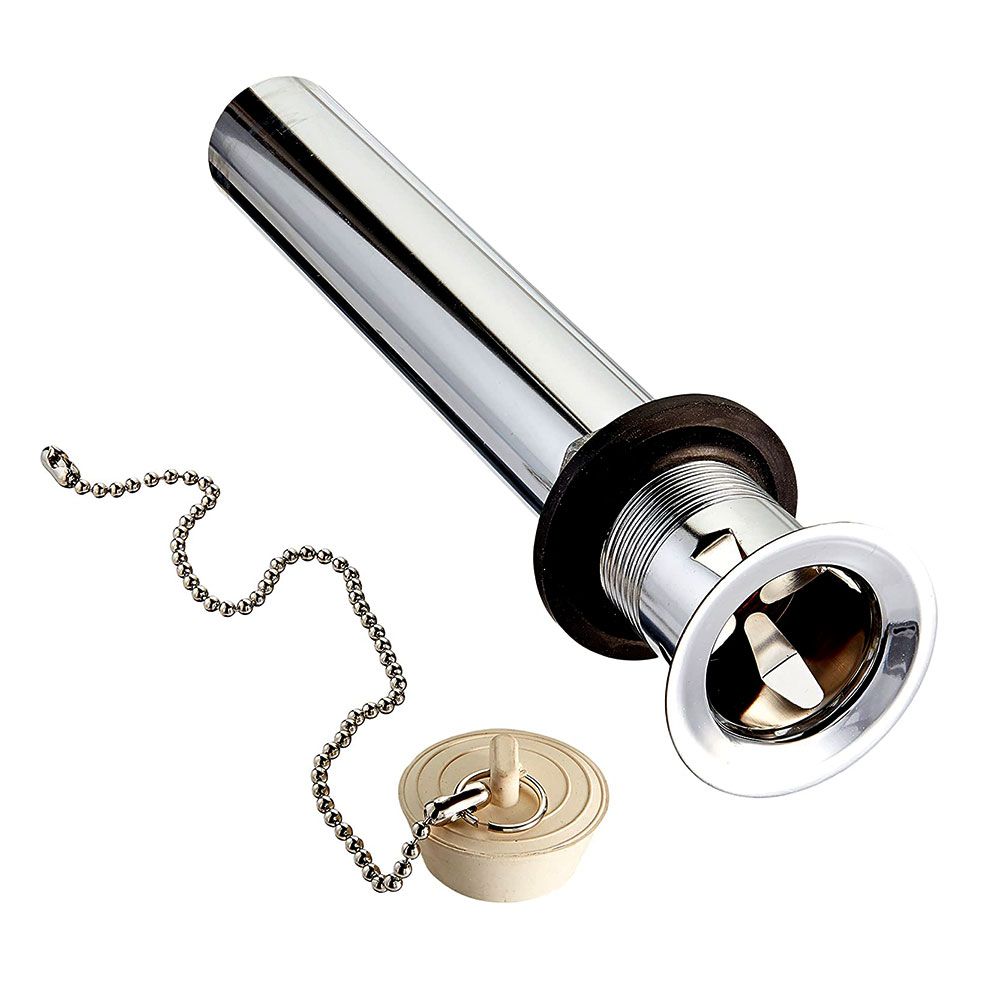 22 Gauge 1-1/4 in. x 8 in. Chrome Plated Brass Lavatory P.O. Plug with Chain & Stopper – (1 Piece) - W04