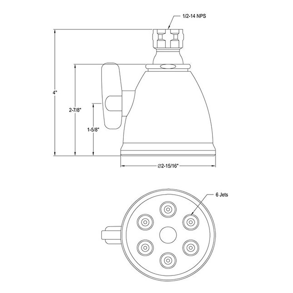2300-T SN 6-PLUNGER SHWR HEAD - W03