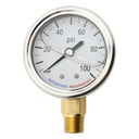 2328-T Liquid Filled Pressure Gauge 2", 1/4" NPT Bottom Mount- 100 psi  (G7012-100) - W03