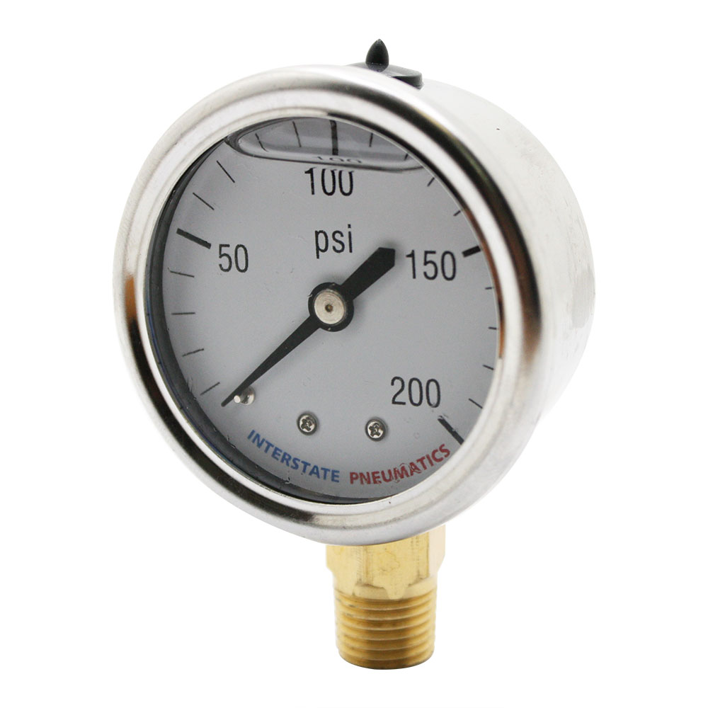 2329-T  Liquid Filled Pressure Gauge 2", 1/4" NPT Bottom Mount- 200 psi   (G7012-200) - W03