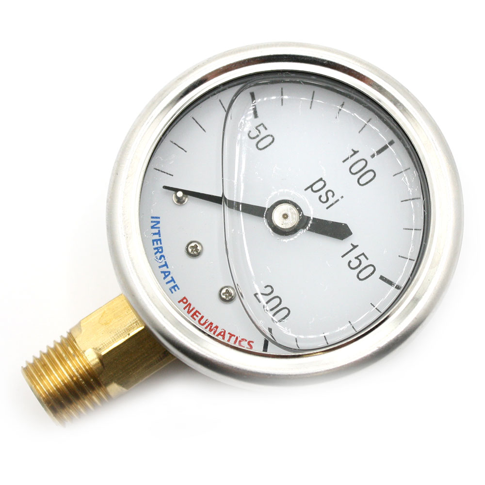 2329-T  Liquid Filled Pressure Gauge 2", 1/4" NPT Bottom Mount- 200 psi   (G7012-200) - W04