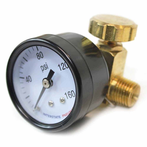 In Line Needle Valve w  Gauge-  1/4" MPT x 1/4" FPT, WP 160 PSI - W03