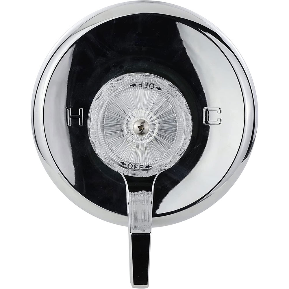 2605-T  Tub/Shower Single Handle Trim Kit for MIXET  with 5-1/2" Flange - Acrylic Knob with Volume Control Handle, Chrome Finish Faceplate Trim - 28499 - W03